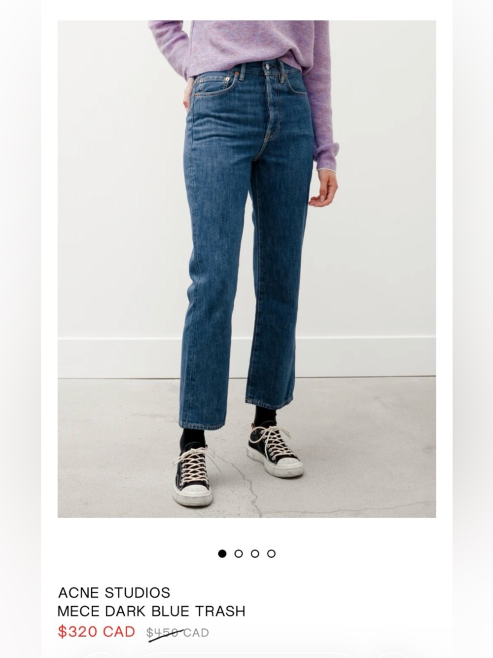 ACNE STUDIOS MECE DK BLUE TRASH JEANS SIZE 25